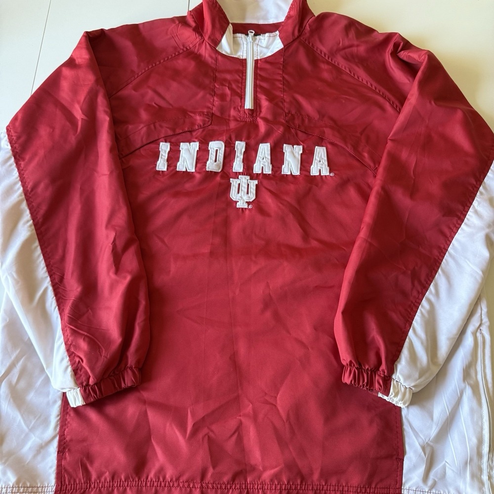 IU Indiana University Hoosiers Vintage 90s Logo Pullover Windbreaker Size XLarge